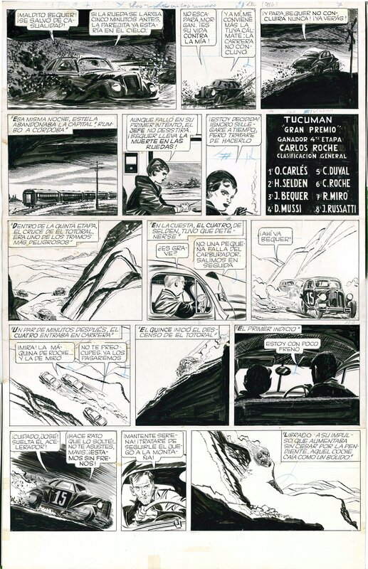 Alberto Breccia, La muerte en las ruedas - Planche originale