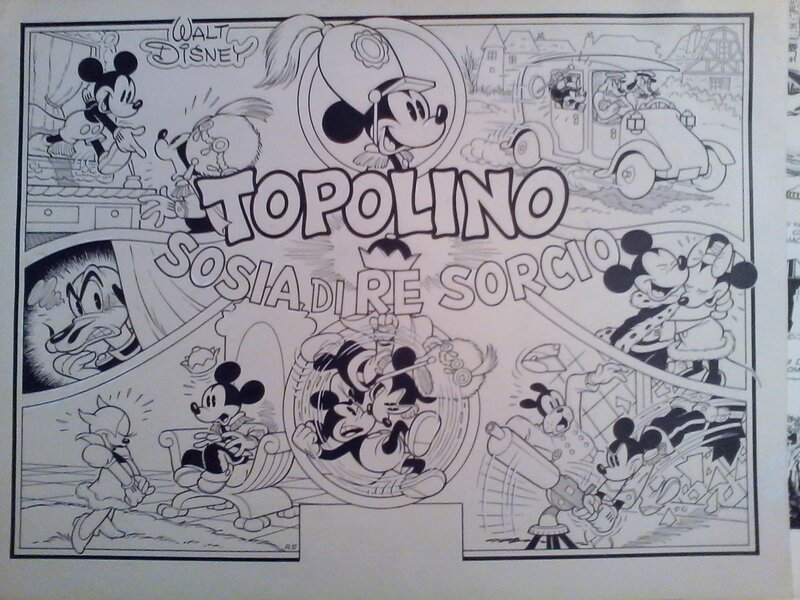 Romano Scarpa, Topolino sosia di re Sorcio - Planche originale
