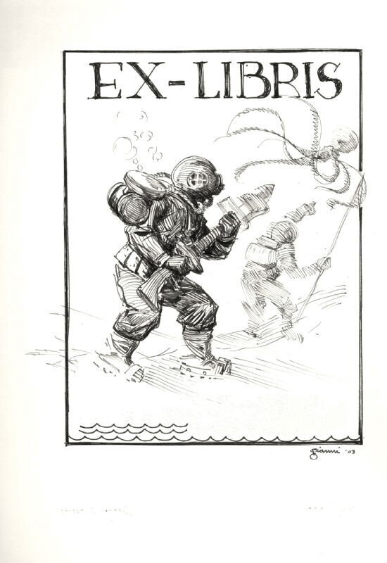 Gary Gianni, 20.000 Leagues under the Sea Bookplate Art - Illustration originale