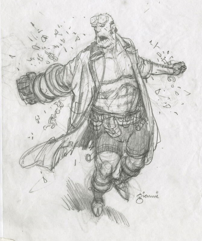 Hellboy Study par Gary Gianni - Illustration originale