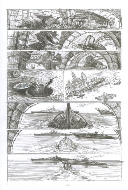 Gary Gianni, The Shadow In the Coils of the Leviathan Page Pencils - Comic Strip