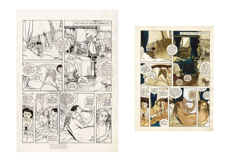 En vente - David Prudhomme, Ninon secrète tome 4 - planche originale 1 et mise en couleurs - Planche originale