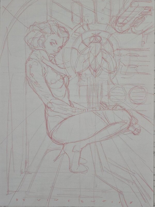 Space Girl by Adriano De Vincentiis - Original Illustration