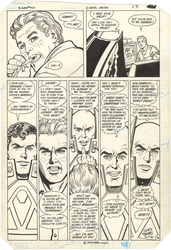 For sale - Curt Swan, Bob Oksner, Superman #401 p14 (Signed) (Brainiac) - Comic Strip