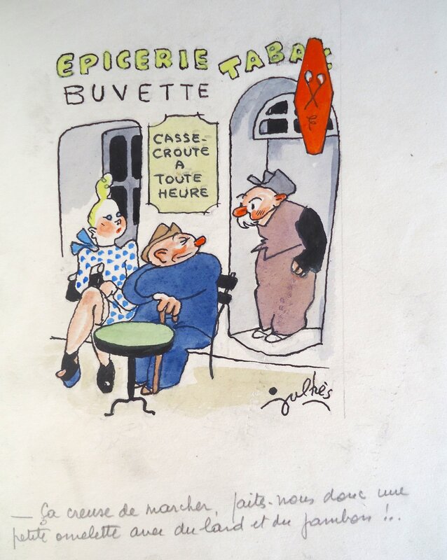 Buvette par Maurice Julhès - Illustration originale