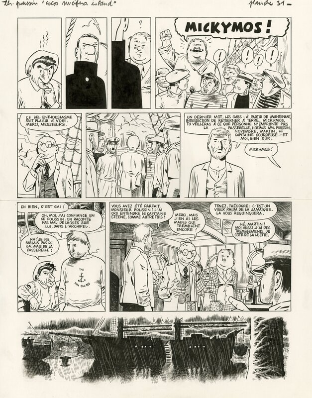 En vente - Frank Le Gall, Théodore Poussin - Le dernier voyage de l'Amok, Tome 13 - Planche originale