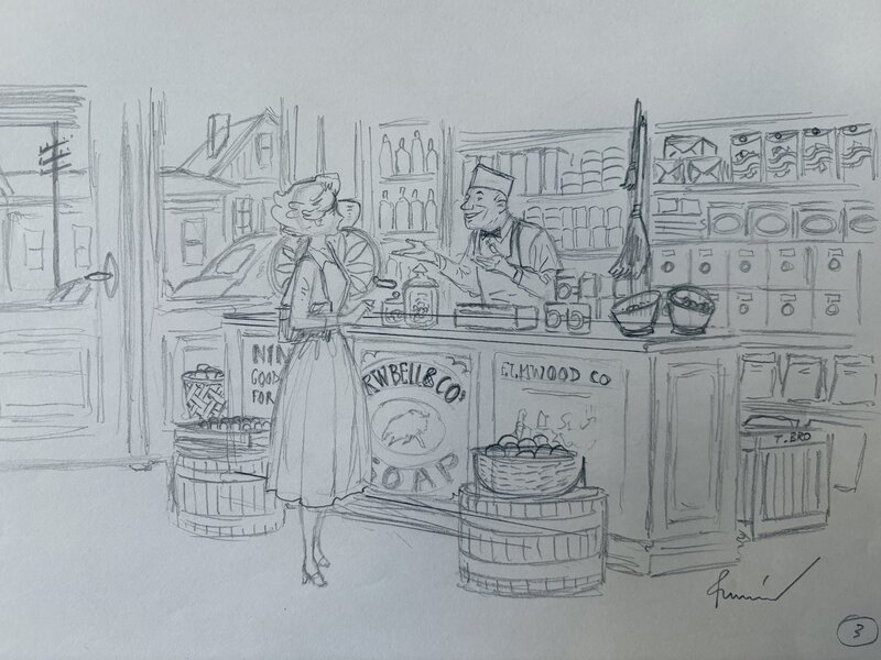 Cyril Bonin, Etude pour « La poursuite du Bonheur » - Illustration originale
