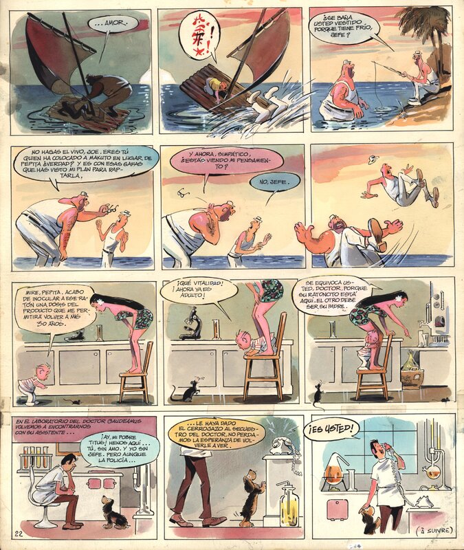 En vente - Coq : Le docteur Gaudéamus planche 22 - Planche originale