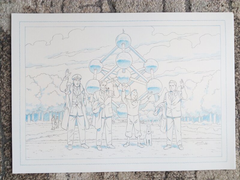 For sale - Hommage tintin blake et mortimer lefranc - christophe alvès - Original Illustration