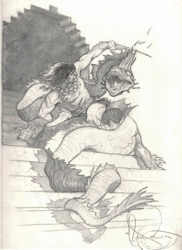 Mark Schultz, Conan and the Dragon - Illustration originale