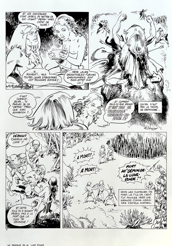 For sale - André Chéret, RAHAN : PLANCHE ORIGINALE N°3 LE VENGEUR DE LA LUNE RONDE (Signée) - Comic Strip