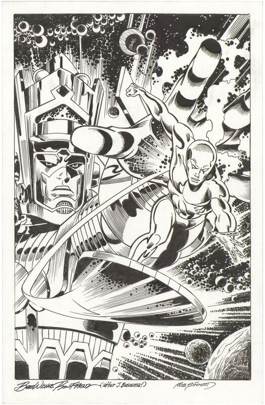 En vente - Ron Frenz, Joe Sinnott, Frenz Galactus Silver Surfer Commission - Illustration originale