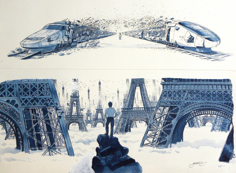 En vente - Llustration Originale – Festival Angoulême (2022) – Exposition Pavillon SNCF / Dominique BERTAIL - Illustration originale