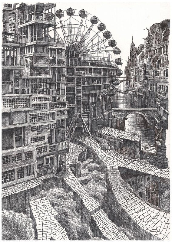 En vente - Invisible Cities par Dave McKean - Illustration originale