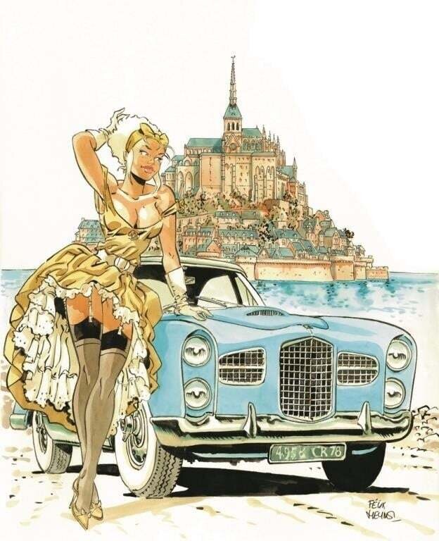 Félix Meynet, Double M : Mirabelle devant le Mont Saint-Michel - Original Illustration