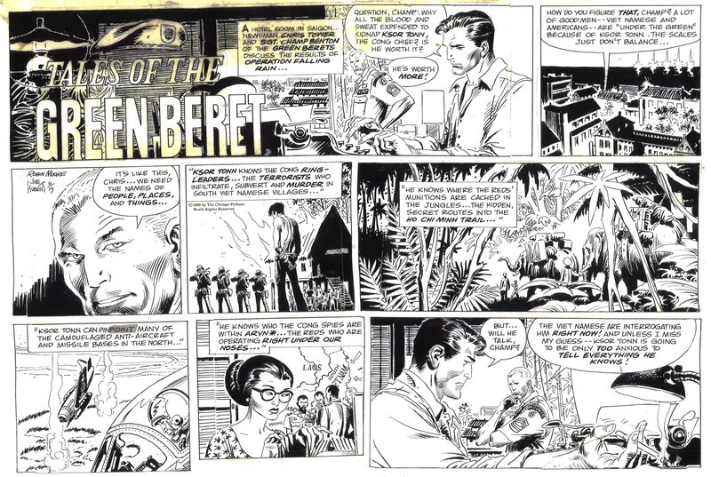 Joe Kubert, Tales of the Green Beret sunday . 19 juin 1966 . - Planche originale