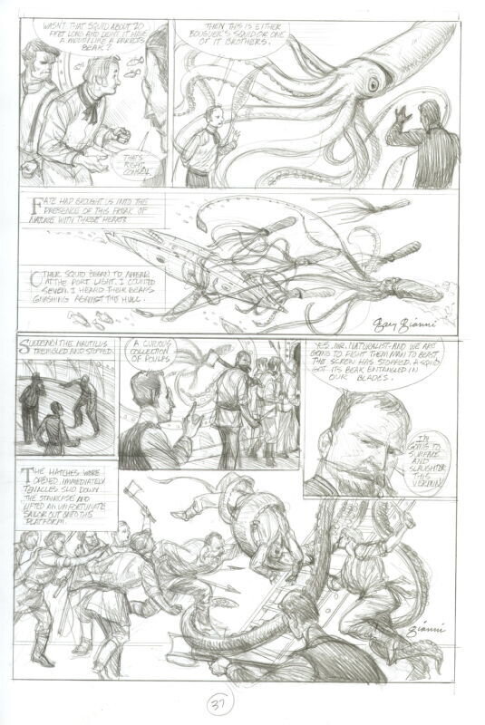 Gary Gianni, 20.000 Leagues under the Sea Pencil Page - Comic Strip