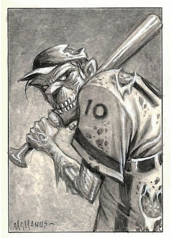 Shawn McManus, Zombie Baseball Card Art - Illustration originale