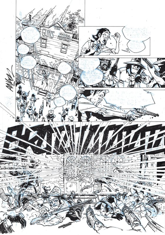 En vente - Anlor, Ladies with Guns - Tome 2 planche 17 + storyboard - Planche originale