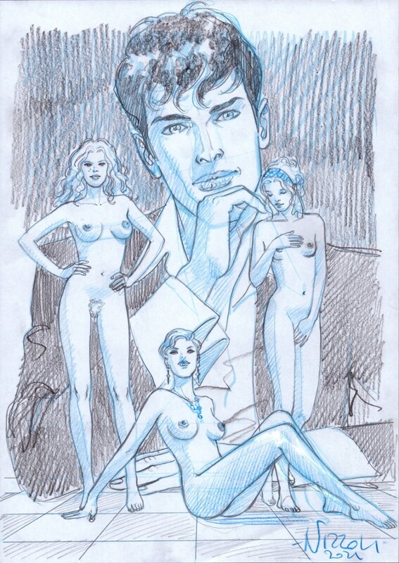 Dylan Dog cover-like sketch by Marco Nizzoli - Illustration originale