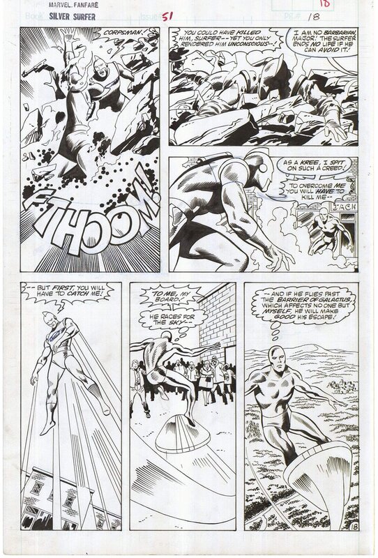 En vente - John Buscema, Jack Abel, Marvel Fanfare #51 p18 - Planche originale