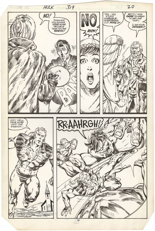 For sale - John Byrne, Incredible Hulk #319 p16 (Rick gets shot) - Comic Strip