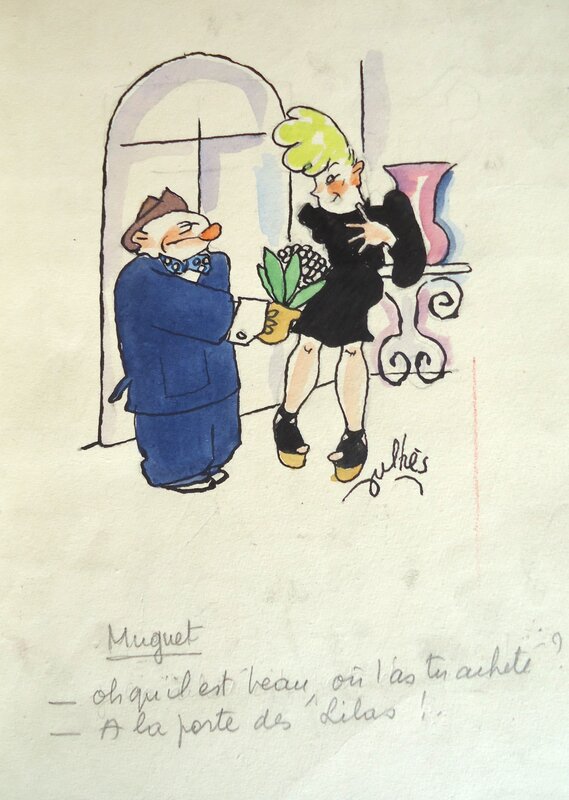 En vente - 27 aquarelles de Julhès - Illustration originale