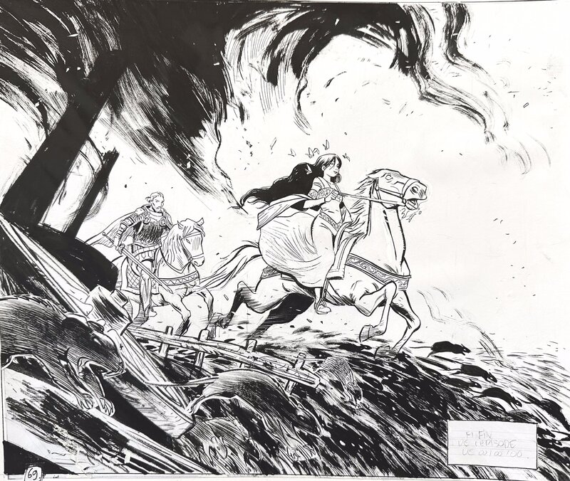 Vincent Mallié, Vincent MAILLE : Ténèbreuse Tome 1 - Grande case originale de la planche 69 redessinée par l'auteur pour la publication - Planche originale