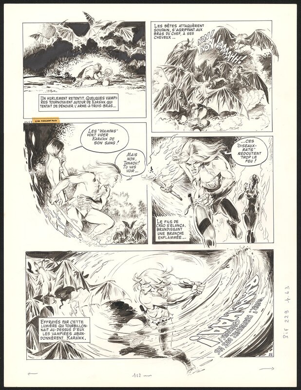 En vente - André Chéret, Rahan - L'arme à trois bras - Planche originale