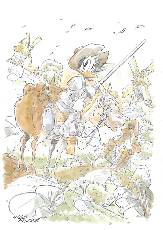 Nico Picone, Don Quixote & Sancho Panza - Illustration originale