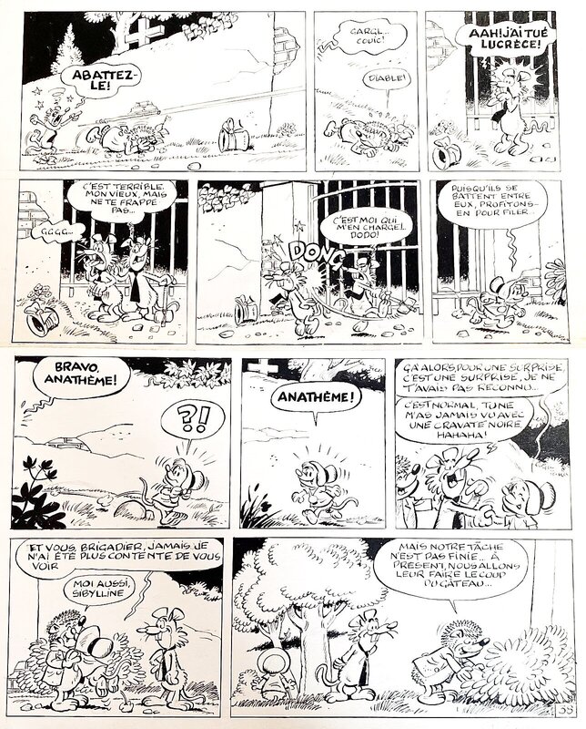 Raymond Macherot, Paul Deliège, Sibylline et les cravattes noires - Planche originale