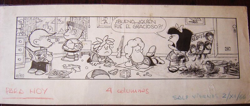 Joaquin Lavado QUINO, Mafalda and the Beatles - Planche originale