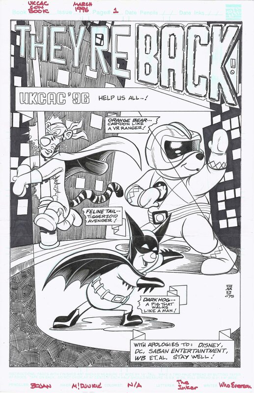 Ukcac Orange Bear, Feline Tail & Dark Hog | a.k.a. Winnie the Pooh, Batman & Power Rangers | Bojan Djukic - Illustration originale