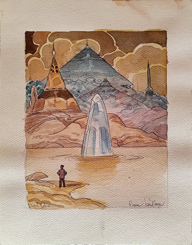 Francis Carin, David Caryn, Victor Sackville - D'après Moebius - Illustration originale