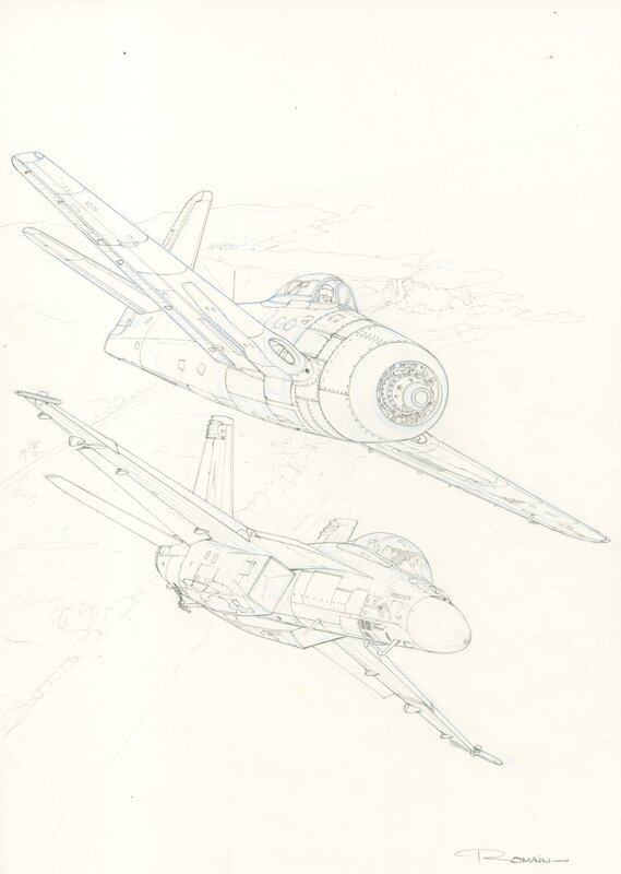 En vente - Romain Hugault, Bearcat & Super Hornet - Illustration originale