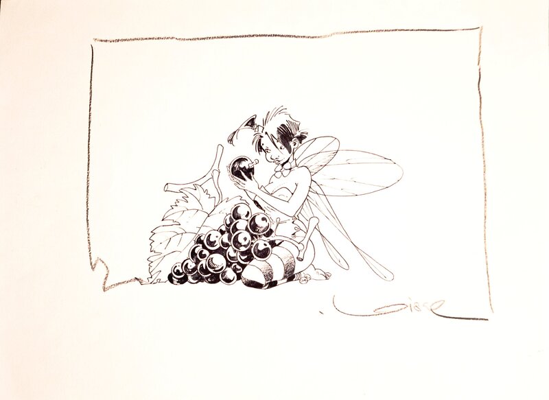 Régis Loisel, Clochette pour une étiquette de vin - Illustration originale