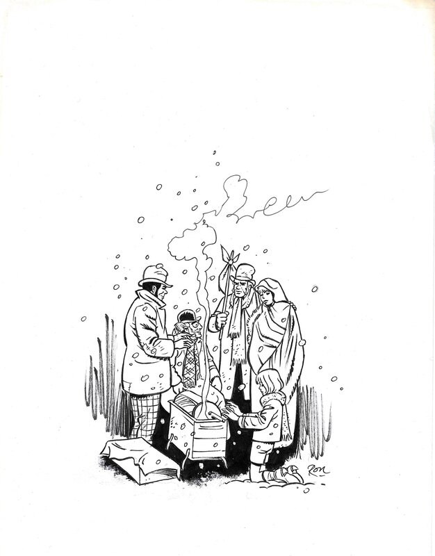 Ron Van Riet, Willy Vandersteen, Studio Vandersteen, Kerstkaart Robert & Bertrand - Illustration originale