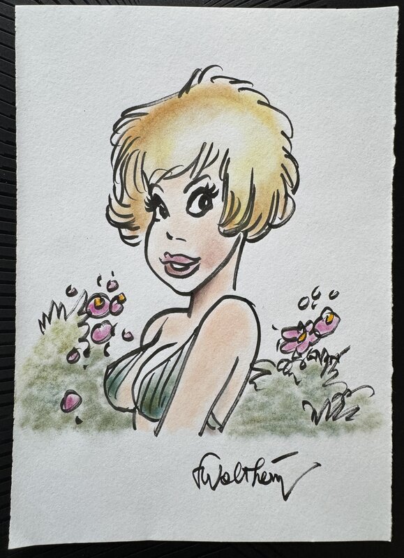 For sale - François Walthéry, Dassin Original Couleur NATACHA PORTRAIT 2 - Original Illustration