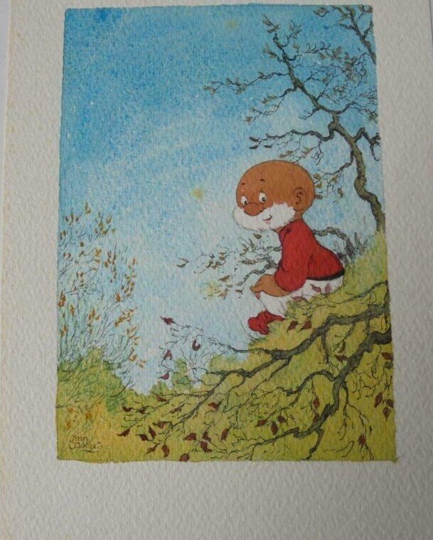 Paulus de Boskabouter originele aquarel Jean Dulieu - Illustration originale