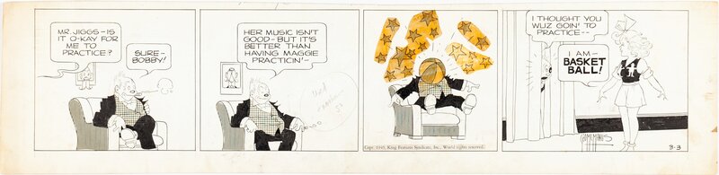 George McManus, Bringing up Father daily, 1945. - Planche originale