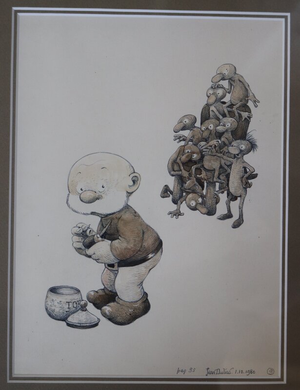 Originele tekening Paulus en de Insecten door Jean Dulieu - Illustration originale