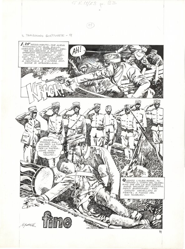 En vente - Alarico Gattia, Emilio Salgari, Il tamburino giapponese - p. 11 - Planche originale