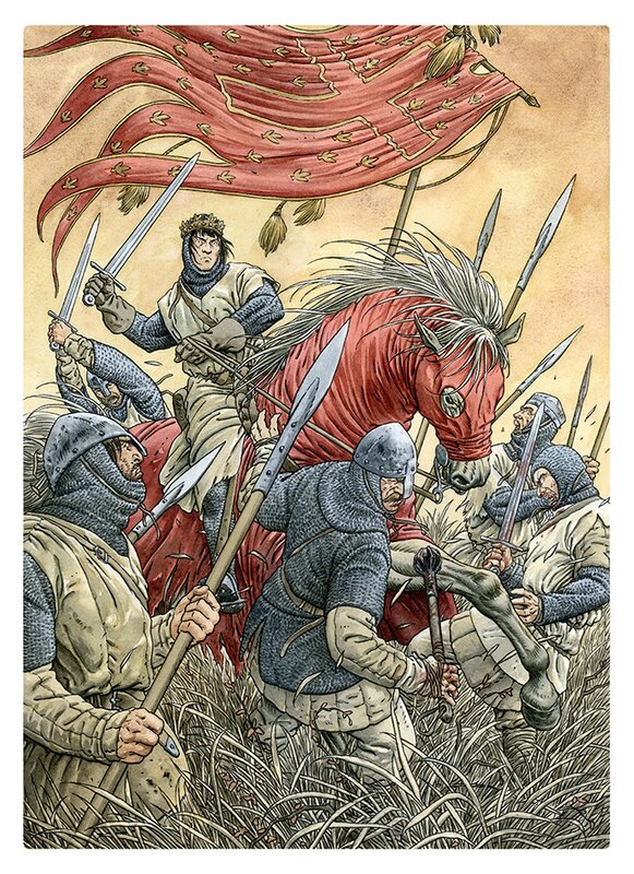 En vente - Milan Jovanovic, La Couronne de France Philippe Auguste - illustration E - Illustration originale