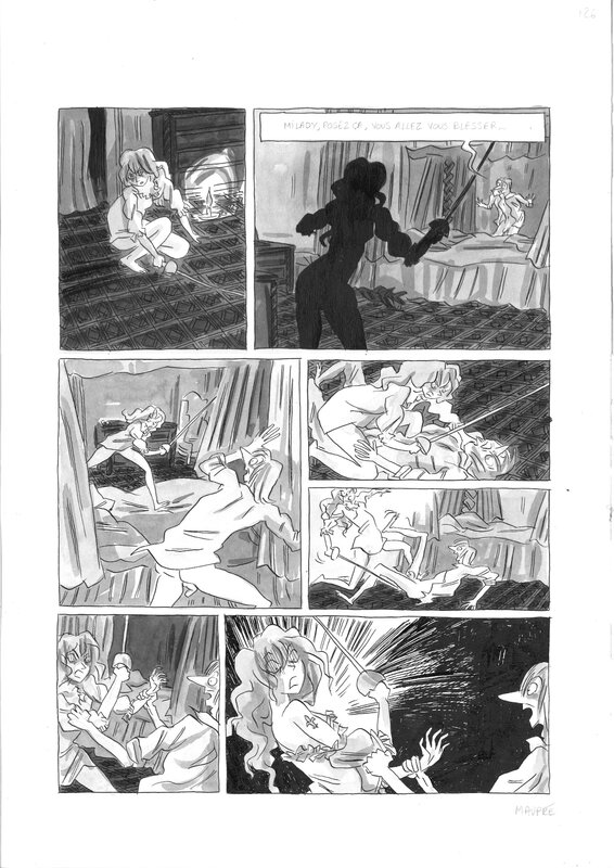 En vente - Agnès Maupré - milady de Winter tome 1 p.126 - Planche originale