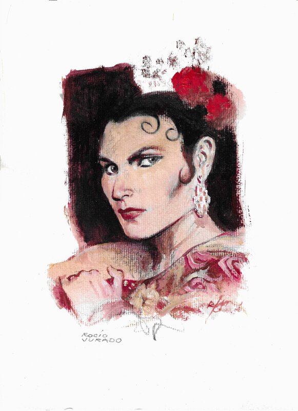 René Follet, Portrait of Rocío Jurado - Illustration originale