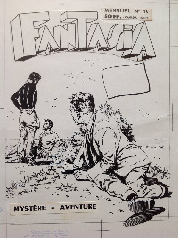 En vente - Rémy Bordelet, Rémy, Francis M. Péguet, Atelier Chott, Atelier Chott Remy Bordelet Couverture Originale Kidnappers Planche N&B Fantasia 16 Black Boy (Fantax), Petit Format Chott 1958 - Couverture originale