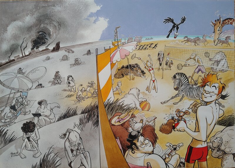 Frank Pé  Spirou double couverture du magazine Spirou - Original Cover