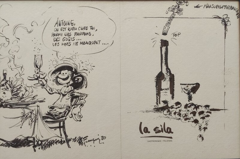 Franquin - Dessins sur menu - Original Illustration
