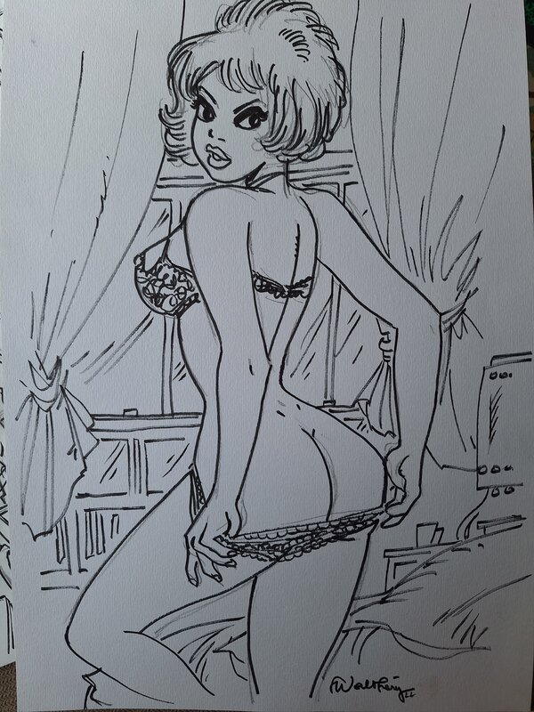 En vente - François Walthéry, Natacha se deculotte - Illustration originale