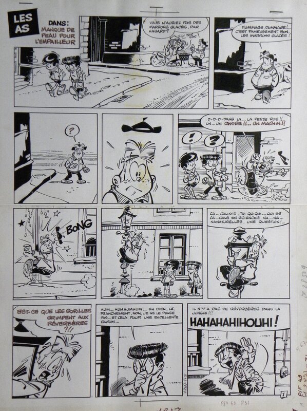 En vente - « Les As » – Greg – PIF – N° 1287 – Planche originale n° 31 - Planche originale